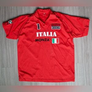 Dunlop Italia Mens Shirt Size XXL Black Red Motorsports Vintage Short Sleeve